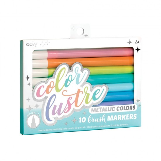 Set 10 carioci metalice cu pensula Color Lustre