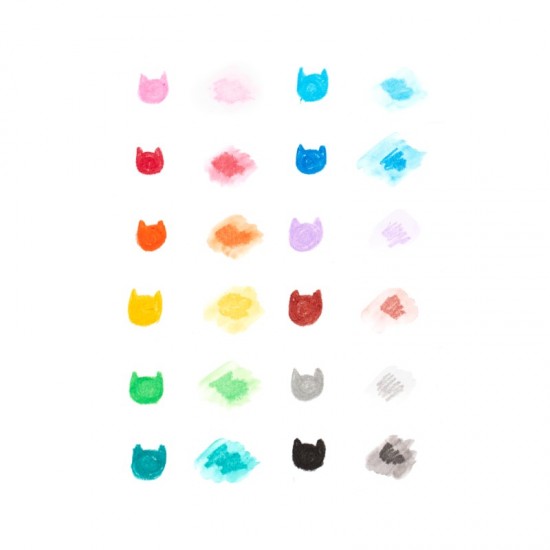 Set 12 culori creioane acuarele cu gel Cat Parade