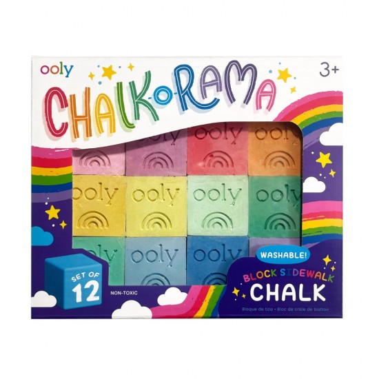 Creta lavabila Chalk-O-Rama, set de 12 cuburi, perfecta pentru desen pe asfalt