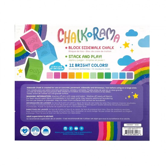 Creta lavabila Chalk-O-Rama, set de 12 cuburi, perfecta pentru desen pe asfalt