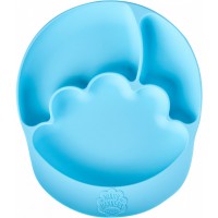 Farfurie din silicon Nana's Manners cu ventuza, pentru toddleri, etapa 2 - albastra