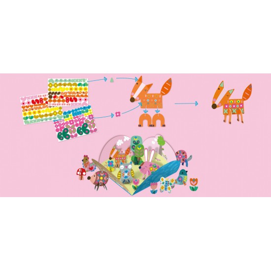 Joc creativ Stick N Play cu scene 3D si stickere repozitionabile - Gradina Secreta