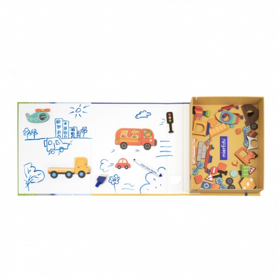 Joc puzzle magnetic de arta si asociere - Vehicule