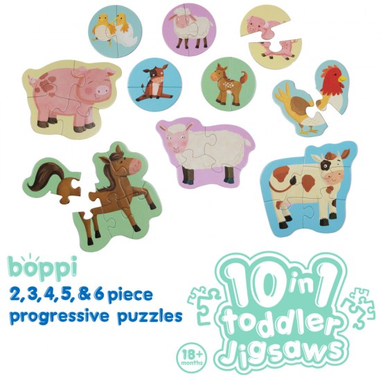 Puzzle progresiv Toddler 10 in 1, Boppi - Ferma