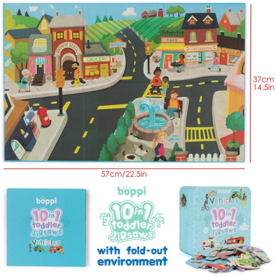 Puzzle progresiv Toddler 10 in 1, Boppi - Vehicule