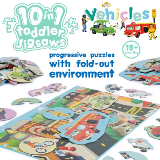 Puzzle progresiv Toddler 10 in 1, Boppi - Vehicule