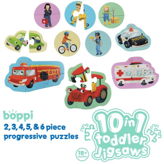 Puzzle progresiv Toddler 10 in 1, Boppi - Vehicule