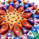 Set 100 triunghiuri colorate din lemn Bauspiel