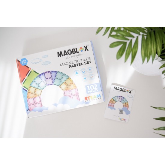 Set magnetic Magblox 102 piese magnetice de constructie Pastel transparente