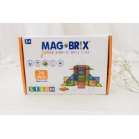 Set magnetic Magbrix Junior 24 piese patrate - compatibil cu caramizi de constructie tip Lego Duplo  