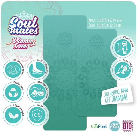 Set Yoga Mama-Copil cu saltele asortate si carduri incluse Earth turcoaz