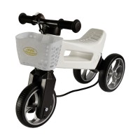 Bicicleta fara pedale cu cosulet pentru ghidon Funny Wheels Rider Supersport 2 in 1 Jawa White Exclusiv