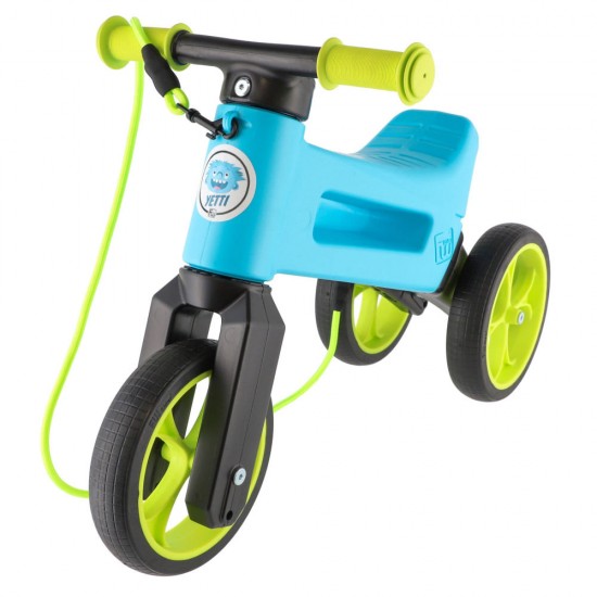 Bicicleta fara pedale Funny Wheels Rider SuperSport Yetti 3 in 1 Blue/Lime