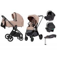 Carucior compact premium Carrello Ultra 4 in 1 I-Size 40-87 cm cu baza Isofix Antique Beige