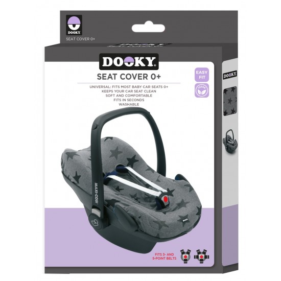 Husa de bumbac pentru scaune auto grupa 0+ Dooky Grey Stars