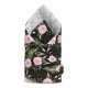 Paturica nou-nascut Sensillo Velvet Wrap Flori Negre 75x75 cm