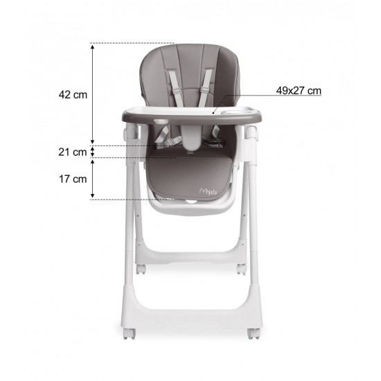 Scaun de masa inalt cu husa din piele ecologica Caretero Megalo Gri Inchis