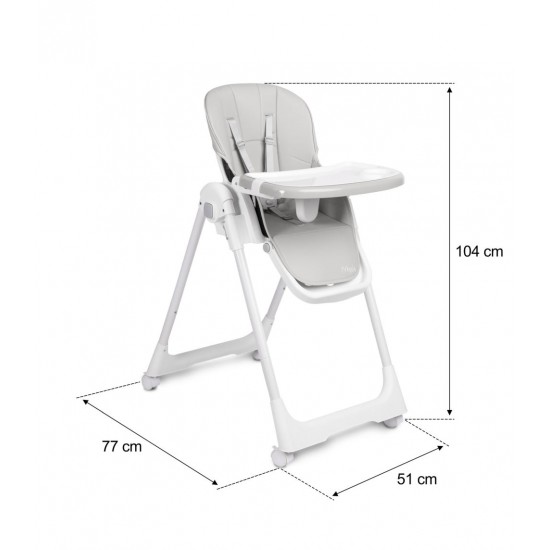 Scaun de masa inalt cu husa din piele ecologica Caretero Megalo Gri Deschis