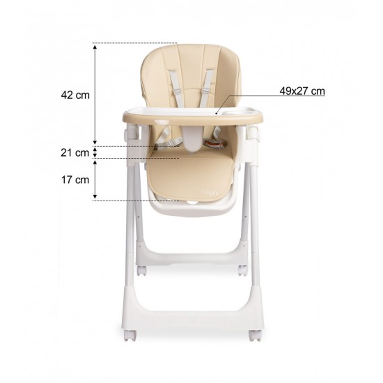 Scaun de masa inalt cu husa din piele ecologica Caretero Megalo Bej