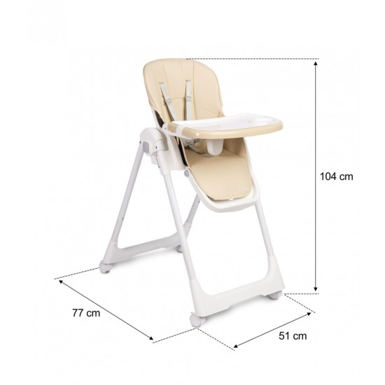 Scaun de masa inalt cu husa din piele ecologica Caretero Megalo Bej