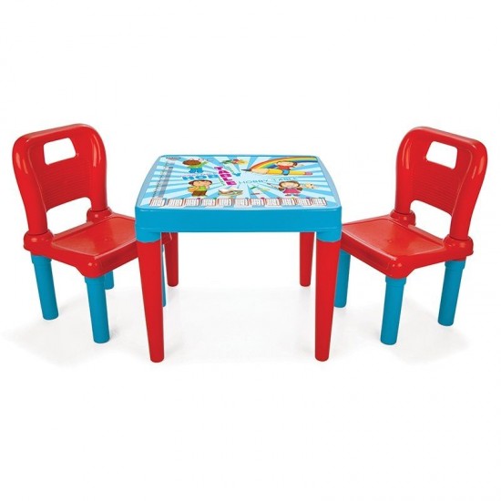Set masa cu doua scaune Pilsan Hobby Desk Albastru/Rosu