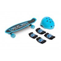 Skateboard cu casca, cotiere si genunchiere Toyz Dexter Albastru