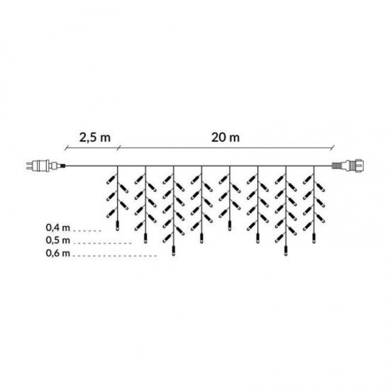 Instalatie luminoasa de Craciun 500 leduri, 23 m, exterior/interior, 8 functii, tip perdea de turturi alb rece