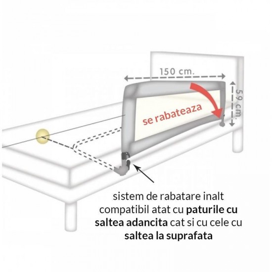 Protectie pat rabatabila pentru somiera adancita 150/59 cm Olmitos Bear