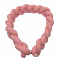 Aparatoare laterala pat Bumper impletit cu inchidere velcro, Bumbac Tricot Roz, 180x21 cm
