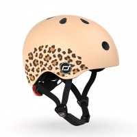 Casca de protectie pentru copii, sistem de reglare magnetic cu led, XXS-S, 45-51 cm, 1 an+, Leopard, Scoot  Ride