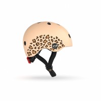 Casca de protectie pentru copii, sistem de reglare magnetic cu led, XXS-S, 45-51 cm, 1 an+, Leopard, Scoot  Ride