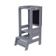 Inaltator Learning Tower Ajustabil cu tabla de scris, Ajutor de bucatarie MeowBaby, lemn Gri inchis