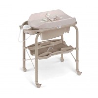 Masa de baie pliabila cu saltea de infasat, cadita anatomica cu furtun, roti cu blocatori, Cambio Deluxe, bej