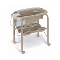 Masa de baie pliabila cu saltea de infasat, cadita anatomica cu furtun, roti cu blocatori, Cambio Deluxe, bej