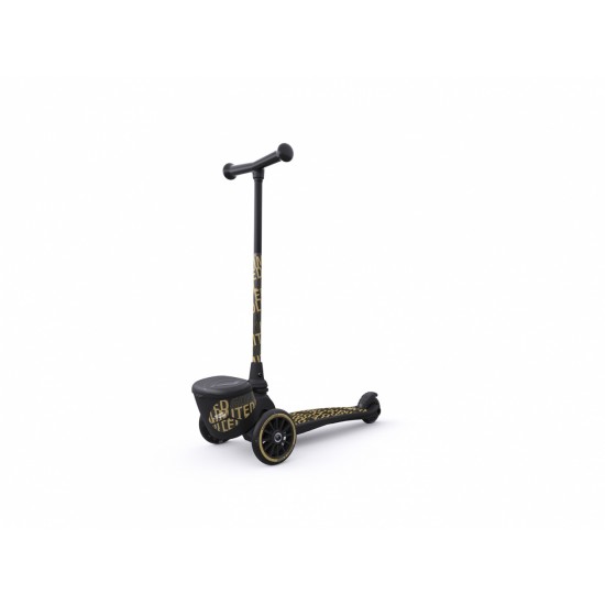 Pachet trotineta copii pliabila cu roti luminoase Highwaykick 2 Black Gold Limited Scoot Ride si casca S-M