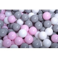 Piscina uscata cu 200 de bile (roz pastel, gri, alb) MeowBaby, 90x90x40 cm, Gri
