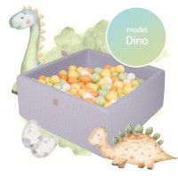 Piscina uscata cu 300 de bile (alb, portocaliu, verde deschis si galben pastel) MeowBaby Dino 90x90x40 cm Gri