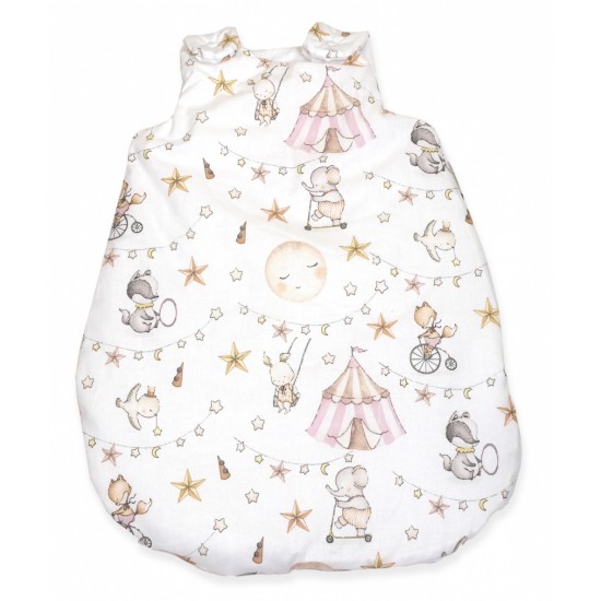 Sac de dormit din Bumbac cu umplutura antialergica BabySoft Circ Roz, 0-3 luni