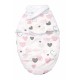 Sistem de infasare Baby swaddle Inimioare Bumbac Alb, Amy, 72x60 cm