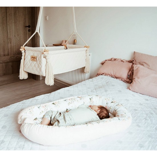 Suport de dormit Babynest Premium Bumbac si Catifea Boho Beige by BabySteps 70x35 cm