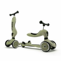 Trotineta copii cu sezut, transformabila 2 in 1, HighwayKick 1 Olive, 1-5 ani, Scoot and Ride