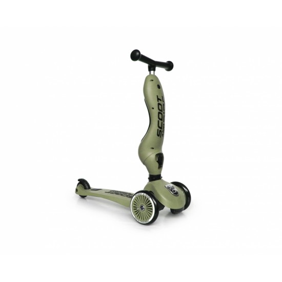 Trotineta copii cu sezut, transformabila 2 in 1, HighwayKick 1 Olive, 1-5 ani, Scoot and Ride