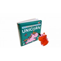 Set de joaca pentru baie Unicorn - Carte si jucarie care isi schimba culoarea