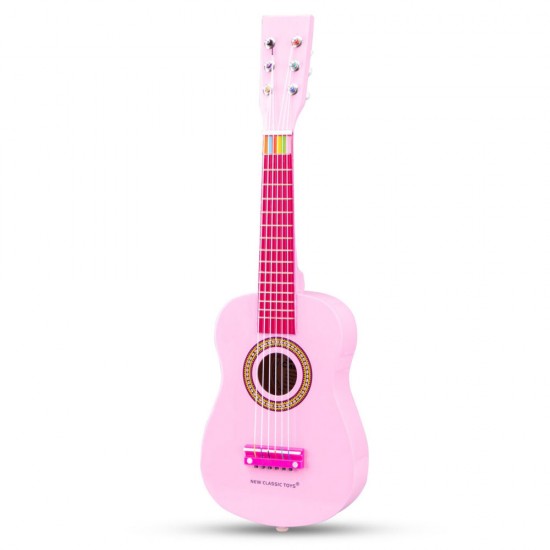 Chitara roz din lemn New Classic Toys