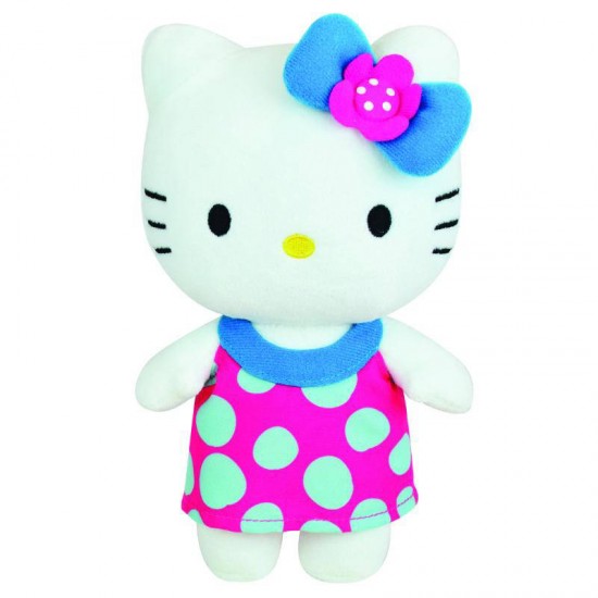 Jucarie plus Hello Kitty cu buline albastre 20 cm Jemini