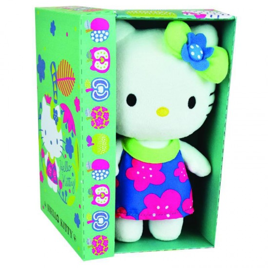 Jucarie plus Hello Kitty cu floricele roz 20 cm Jemini