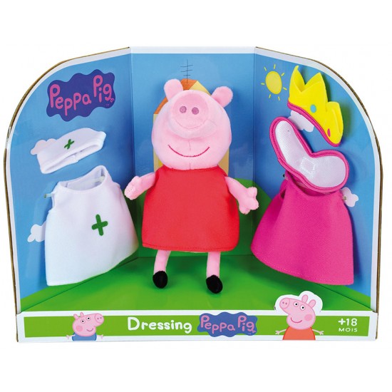 Jucarie plus Jemini Peppa Pig 20 cm cu costumase de schimb