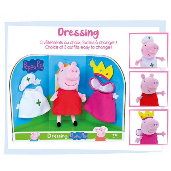 Jucarie plus Jemini Peppa Pig 20 cm cu costumase de schimb