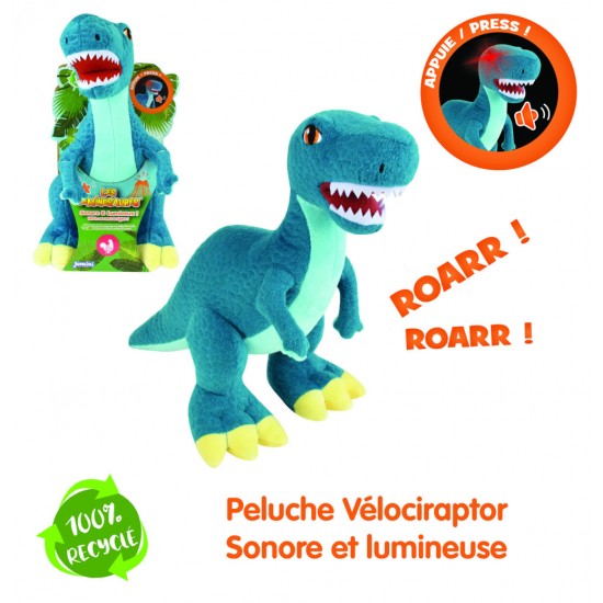 Jucarie plus muzicala Jemini cu lumini 25 cm Velociraptor