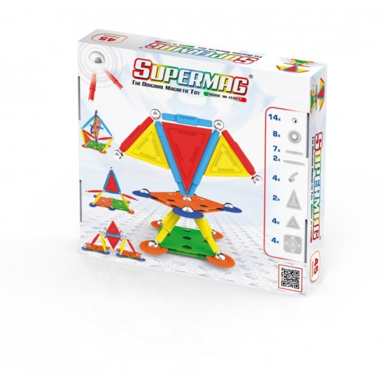 Set de constructie magnetic Supermag Projects Multicolor 45 piese